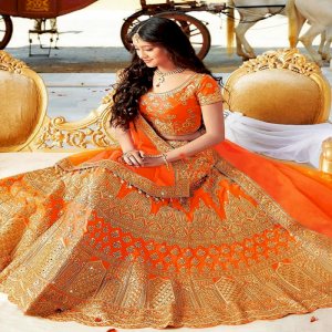 Taffeta Silk Red Bridal Lehenga With Heavy Naylon Net Dupatta