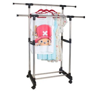 Double pole cloth rack-