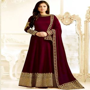 Madhubala as Drashti Dhami Designer Maroon Mulborne Silk Salwar Kameez-dr103