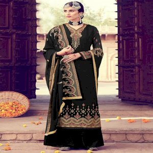Black Georgette And Santoon Salwar Suit