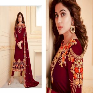 Fashionable Stylish and Comfortable High Quality INDIAN Georgette Three Piece maroon colour