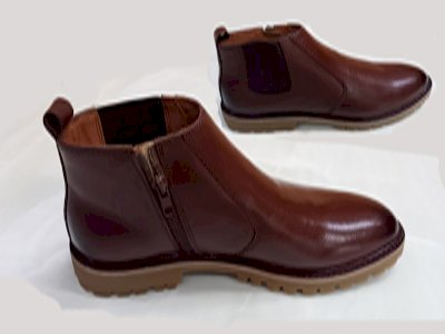 100% Leather High Top Boots Flat For Men