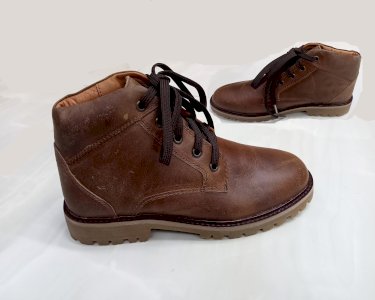 100% Leather High Top Boots Flat For Men