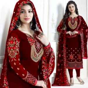 Ayesha Takia Maroon Georgette Embroidery Churidar Salwar Kameez 