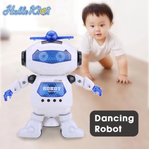360 Rotating Space Dancing Robot Kids Musical Walking Toys Lighten Electronic Robots