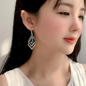 Blue Zircon Tear Drop Dangle Earrings Sterling Silver Hook Earrings Gemstones Jewelry Wedding Bridal Jewelry