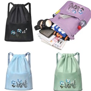 Wovilon Storage Trunk Storage Bags Foldable Drawstring Large Capacity Embroidered Backpack, Drawstring Backpack For Women Travel Backpack